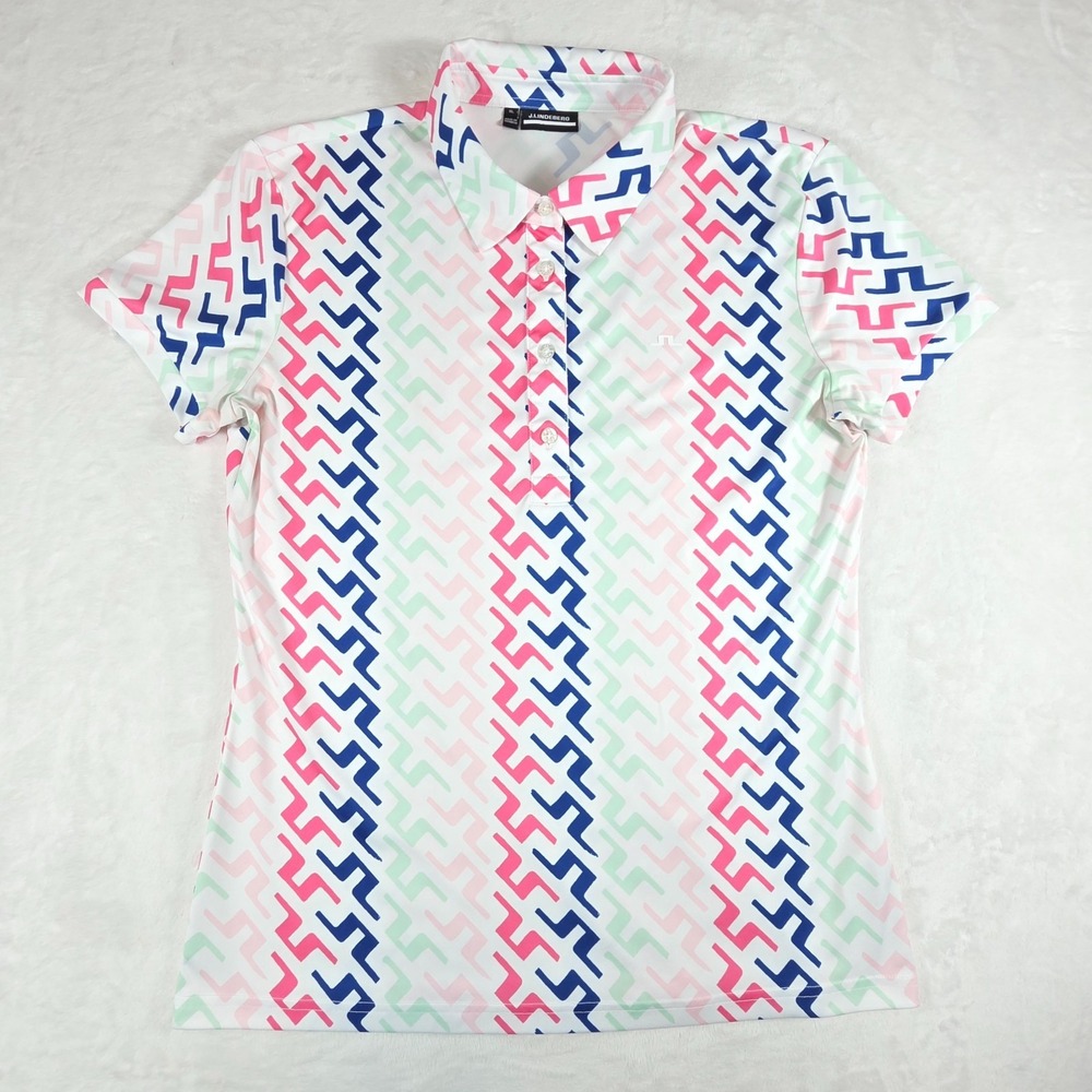J. Lindenberg Swirl Print Womens XL Polo Geometric Golf Tennis Performance